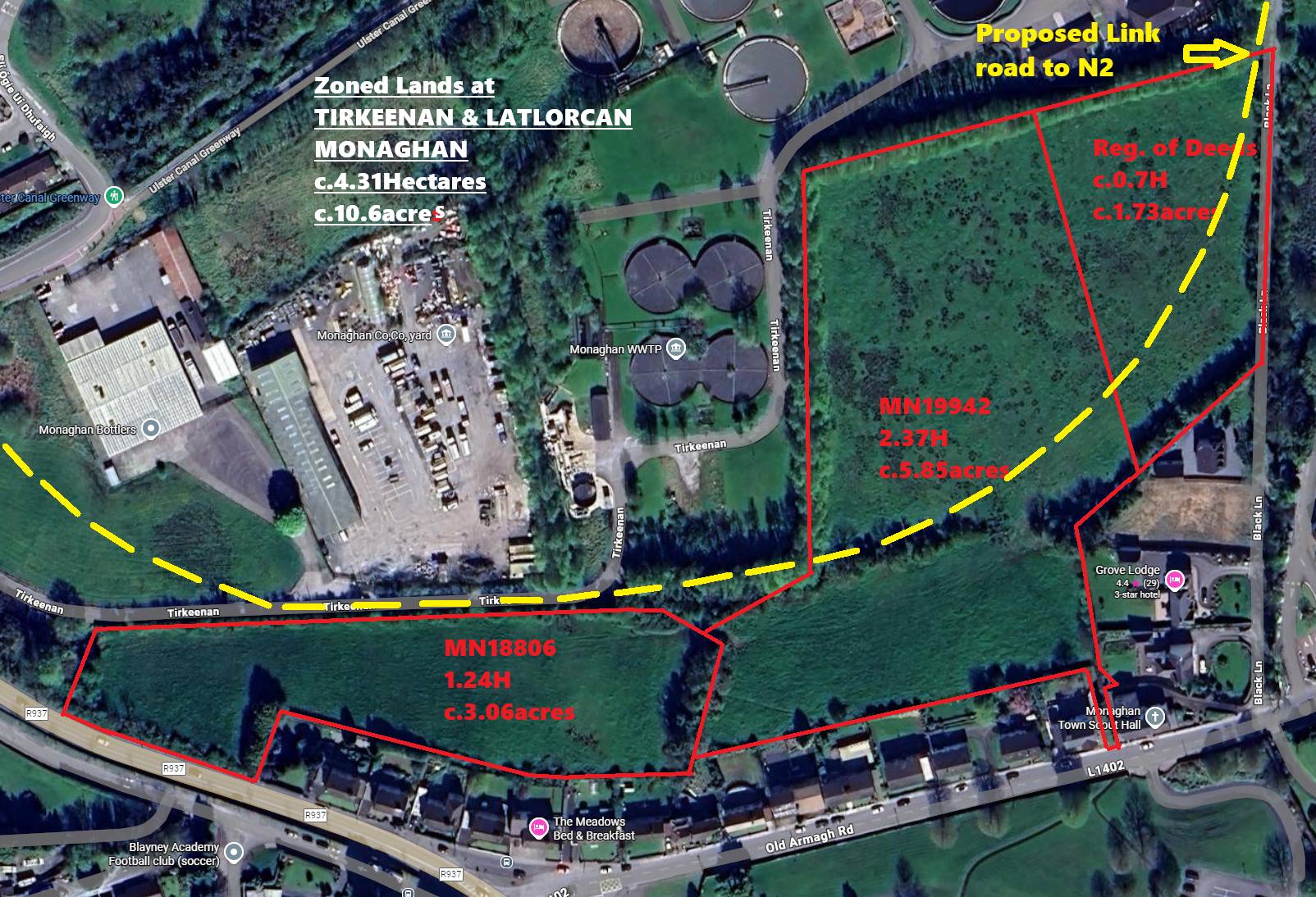 c.10.6acres Zoned Industry Enterprise Employment lands Tirkeenan and Latlorcan